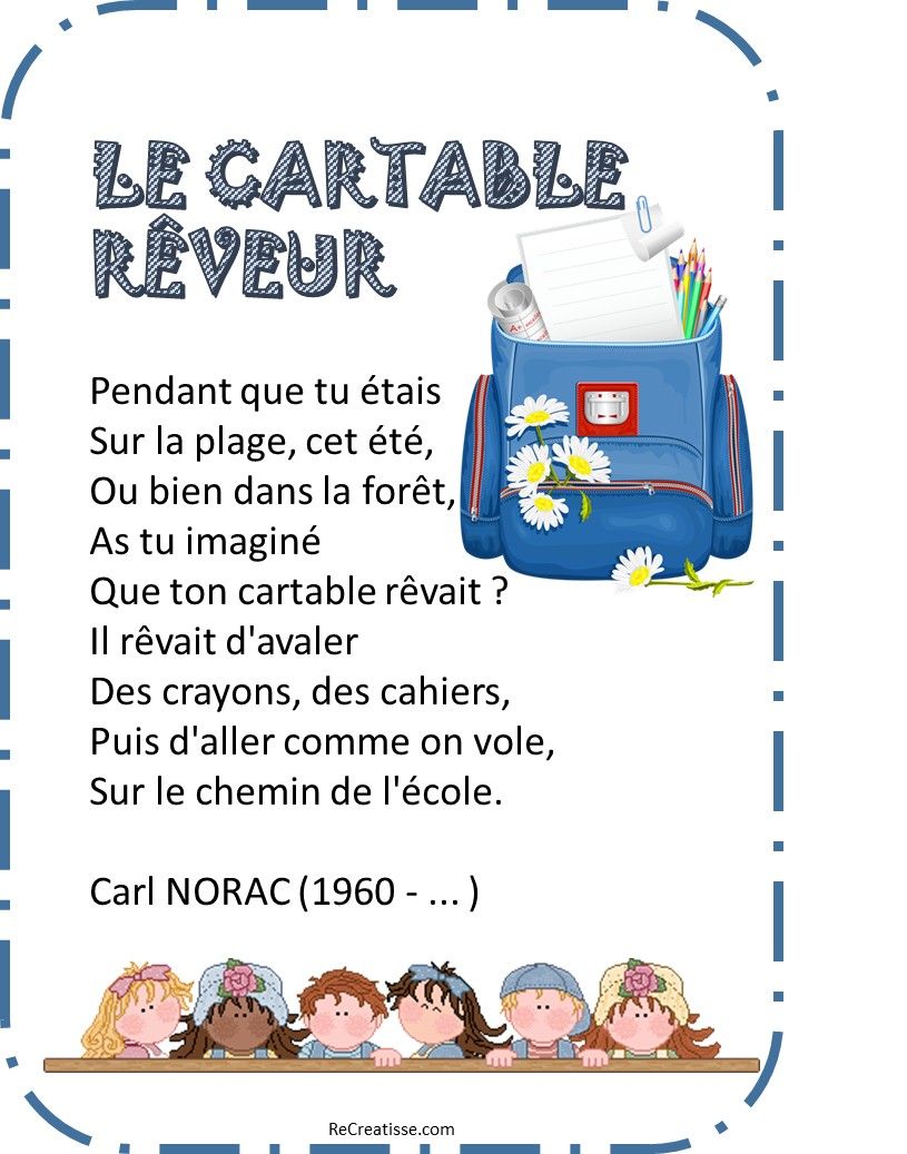 Poesie Le Cartable Reveur Carl Norac cp textes